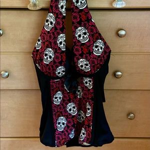 Lovesick Corset Push-Up Skull & Roses top
